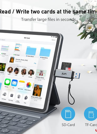 uni SD Card Reader, High-Speed USB C to Micro SD Card Adapter USB 3.0 Dual Slots, Memory Card Reader for SD/Micro SD/SDHC/SDXC/MMC, Compatible with MacBook Pro/Air, Chromebook, Android Galaxy