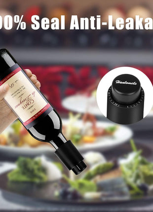[2 PACK]Wine Bottle Stoppers, Reusable Wine Stoppers, Vacuum Wine Preserver with Time Scale Record, Wine Savers Vacuum Pump Corks Keep Wine Really Fresh, Best Gift Accessories.
