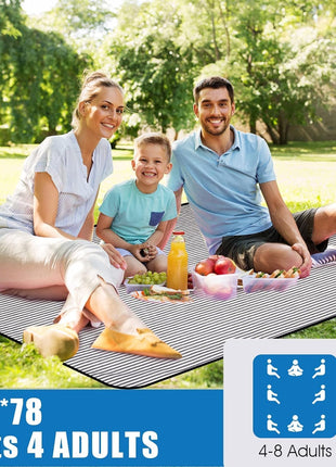G GOOD GAIN Waterproof Picnic Blanket Portable with Carry Strap for Beach Mat or Family Outdoor Camping Party (Navy Blue)