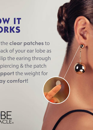 Lobe Miracle- Clear Earring Support Patches - Earring Backs For Droopy Ears - Ear Care Products for Torn or Stretched Ear Lobes (60 Patches)