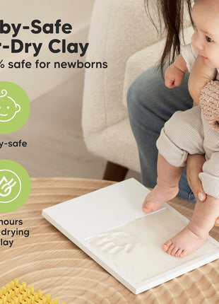 Baby Hand and Footprint Kit Quick Dry Clay Baby Footprints (Alpine White) | Pets Paw Kit, Newborn Keepsake Picture Frame for Boys, Girls, Personalized New Mom Gifts for Shower & Registry, Grandparents