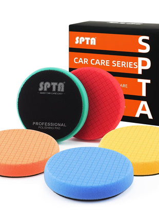 Buffing Polishing Pads, SPTA 5Pcs 6.5 Inch Face for 6 Inch 150mm Backing Plate Mix Cutting Force Buffing Pads Cutting Polishing Pad Kit for Car Buffer Polisher Compounding,Polishing, Waxing-SQMIX65