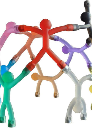 MAGMEN 10-Piece Magnetic Fidget Figures with Storage Tin - Opaque-Color Magnetic Character Figures for Kids & Adults - Quiet Airplane & Road Trip Travel Toy - Screen-Free Sensory Desk Toy