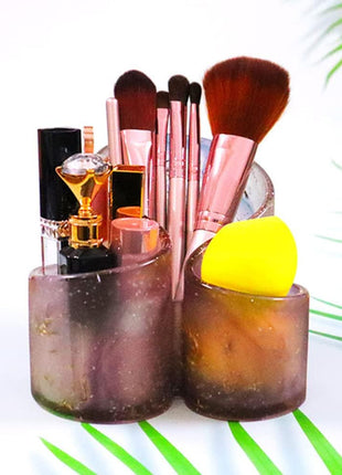Resin Molds Silicone Storage Box Mold, Unique Makeup Organizer Trinket Container Epoxy Mold with 3 Slots, Pen Brush Holder Mould, Resin Clay Craft Making Home Ornament
