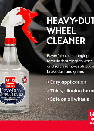 Griot's Garage Heavy-Duty Wheel Cleaner for All Wheel Finishes, Breaks Down and Removes Stubborn Brake Dust and Grime, PH Balanced, Non-Acidic, 11026, 35oz
