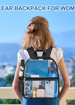 Oraben Clear Backpack Stadium Approved, 12 x 6 x 11 in, Small Transparent Backpack for Concerts, Sports Events, Festivals, Travel, Waterproof PVC, Adjustable Straps, Women Men
