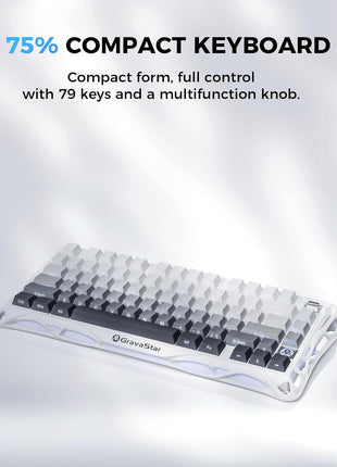 GravaStar Mercury K1 75% Wireless Mechanical Gaming Keyboard, Aluminum Alloy Exoskeleton Design, Gasket Custom Keyboard Hot-Swap Socket, Linear Switches, RGB Backlit