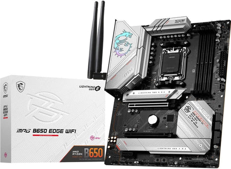 MSI MPG B650 Edge WiFi Gaming Motherboard (AMD Ryzen 9000/8000/7000 Series Processors, AM5, ATX, DDR5, PCIe 4.0, M.2, SATA 6Gb/s, USB 3.2 Gen 2, HDMI/DP, Wi-Fi 6E, Bluetooth 5.3, ATX)