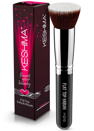 Flat Top Kabuki Foundation Brush By KESHIMA, Premium Makeup Brush | For Liquid, Cream, and Powder - Buffing, Blending, and Face - 1.2" Top Diameter