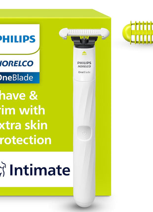 Philips Norelco OneBlade Intimate, Designed for Pubic Grooming, Trim & Shave with Extra Skin Protection, Waterproof, Model QP1924/70