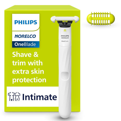 Philips Norelco OneBlade Intimate, Designed for Pubic Grooming, Trim & Shave with Extra Skin Protection, Waterproof, Model QP1924/70