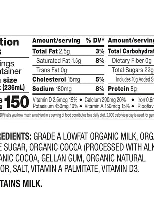 Horizon Organic Shelf Stable 1% Lowfat Chocolate Milk Boxes, 8 fl oz, 18 Count - 8g Protein per Serving, USDA Organic, Ready to Drink for Lunchbox, Travel, or On-the-Go, No Refrigeration Needed