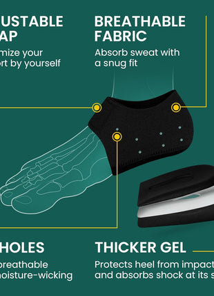 Welnove Gel Heel Protector Cups, Inserts Pads for Women Men, Plantar Fasciitis, Heels Spur Pain Relief, Achilles Tendonitis Dry Cracked Heel Support Cushion Black (W 4.5-9 / M 5-8)