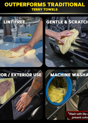 Meguiar's Supreme Shine Microfiber Towels for Cars, Ultra-Plush Car Microfiber Towel Set for Quickly Removing Product Without Leaving Swirls on Paint, Glass, Plastic, or Chrome