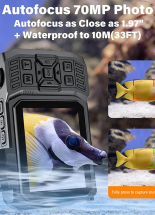 8K UHD 70MP WiFi Digital Camera with 64GB Card Rugged Waterproof Dustproof Shockproof 33FT Underwater Camera Dual-Screen Selfie for Snorkeling Autofocus Point and Shoot Digital Camera (Orange)