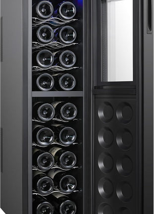 Koolatron 18 Bottle Wine Fridge – Wine Cooler with Glass Door, 1.9 cu. ft (53 L), Beverage Can Refrigerator, Digital Temperature Control/Dual Temperature Zone, Ideal for White, Red, Sparkling Wine