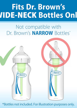 Dr. Brown's Natural Flow® Level 2 Wide-Neck Baby Bottle Silicone Nipple, Medium Flow, 3m+, 100% Silicone Bottle Nipple, 6 Pack