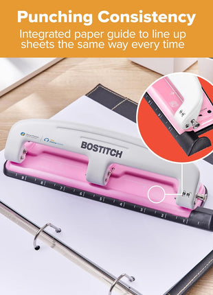 PaperPro inCOURAGE 12 Reduced Effort 3-Hole Punch, 12 Sheets, Pink (2188)