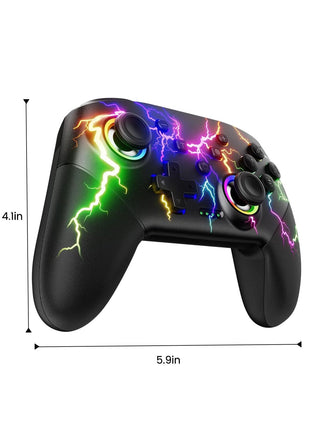 VOYEE Switch Controllers Compatible with Switch/Lite/OLED/PC Windows, Programmable RGB Lightning LED, Wireless Pro Controller with One Key Pairing/Wake Up/Turbo/Vibration