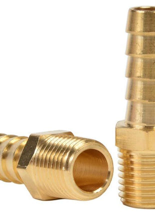 2 Pack Brass Hose Fitting, Adapter, 3/8 inch Barb x 1/4 inch NPT Male Pipe