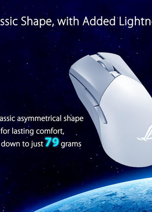 ASUS ROG Gladius III Wireless Aimpoint Gaming Mouse – Right-Handed Ergonomic, 79g, Tri-Mode Connectivity, 36K DPI, up to 119Hr Battery, Hot-Swappable Switches, PC/Mac Support - White