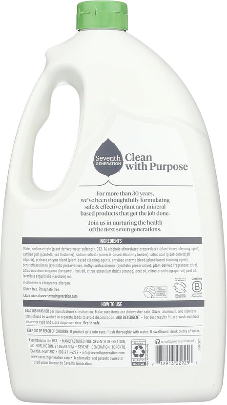 Seventh Generation Ultra Power Plus Auto Dish Gel, Fresh Citrus Scent, 65 Ounce