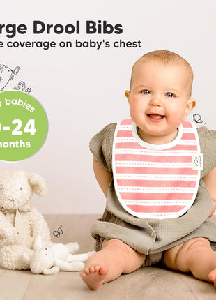 8-Pack Organic Baby Bibs for Boys, Girls - Soft Cotton Drooling and Teething Bibs for Baby Girl & Boy, Extra Absorbent, Easy To Clean & Put On for Toddler, Newborn, Infant 0-24 Months (Sweet Charm)