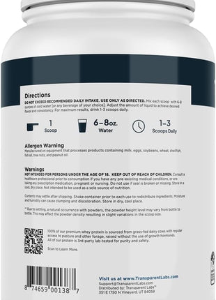 Transparent Labs Grass-Fed Whey Protein Isolate - Naturally Flavored, Gluten Free Whey Protein Powder with 28g of Protein per Serving & 9 Amino Acids - 30 Servings, Milk Chocolate