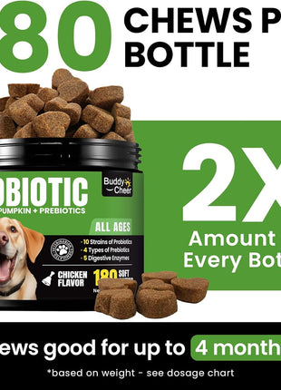 Glucosamine for Dogs Hip and Joint Supplement Chews & Probiotics for Dogs - Dog Probiotics with 5 Enzymes & 4 Prebiotics