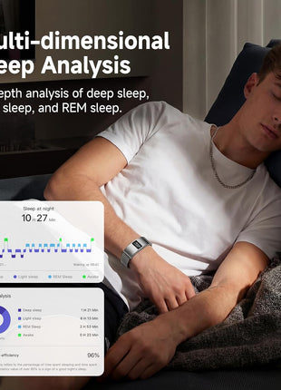 Smart Bracelet, Subscription-Free 24/7 Health Tracking, Heart Rate, SpO2, HRV & Sleep Tracker with IPX8 Waterproof, Wearable Activity & Fitness Tracker, 7-Day Battery, 2 Bands