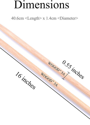 WOGOD 5A Drum Sticks Maple Drumsticks (Two pair)