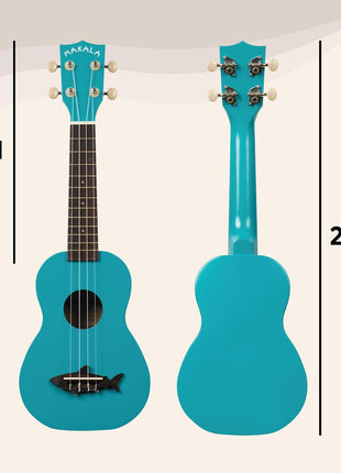 Kala MK-SS/BLU Makala Shark Soprano Ukulele, Blue, One Size
