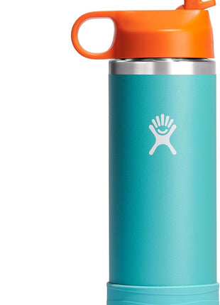 Hydro Flask Kids Water Bottle for School - Stainless Steel and Insulated with Straw Cap - 18 Oz in Seaspray Blue