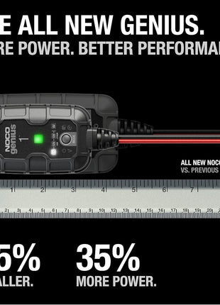 NOCO GENIUS1: 1A 6V/12V Smart Battery Charger – Automatic Maintainer, Trickle Charger & Desulfator with Overcharge Protection & Temperature Compensation – for Lead-Acid & Lithium Batteries