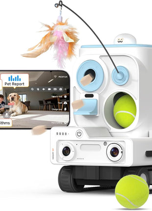 Pmate AI Pet Camera Robot Companion for Dogs & Cats Robot Camera with Visual Recognition Remote Video Interaction Auto Feeding & Play Red Light Teaser Night Vision Auto Charging Blue