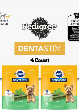 Pedigree Dentastix Dental Chews for Dogs, Small and Toy Breed Dog Treats, Fresh Flavor, 1.54 lb. Bag (102 Treats Total)