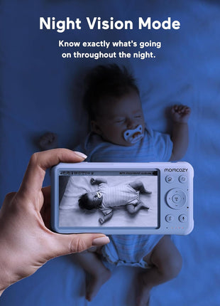 Momcozy Baby Monitor with 2 Cameras 5'' 1080P Split Screen Video Baby Monitor with Camera and Audio no WiFi for Baby Safety 5000mAh Battery Infrared Night Vision 2-Way Audio 960ft Range Ideal Gift