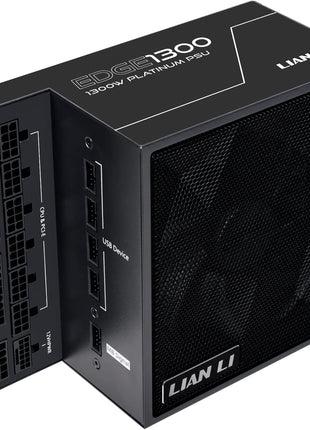 Lian Li Edge Series-1000W Full Modular Power Supply-80 Plus Platinum-ATX 3.0, 3.1-PCIE 5.1-L-Shape Design for Dual Chamber Case-120mm FDB Fan-Supports up to 4X USB Devices-Black (EG1000BE.US)