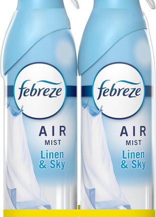 Febreze Air Mist Air Freshener Spray, Odor Fighting Room Spray, Air Fresheners for Home and Bathroom and Kitchen, Aerosol Can, Linen & Sky Scent, 8.8oz, 2 Count