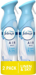 Febreze Air Mist Air Freshener Spray, Odor Fighting Room Spray, Air Fresheners for Home and Bathroom and Kitchen, Aerosol Can, Linen & Sky Scent, 8.8oz, 2 Count
