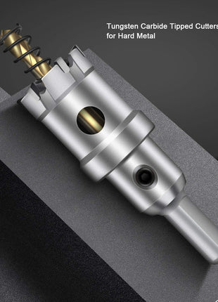 ASNOMY Tungsten Carbide Tipped Hole Saw Drill Bit for Hard Metal, 4 Inch T.C.T Hole Saw Cutter with 2pcs Titanium-Plated Pilot Drill bit for Metal, Stainless Steel, Iron, Wood, Plastic