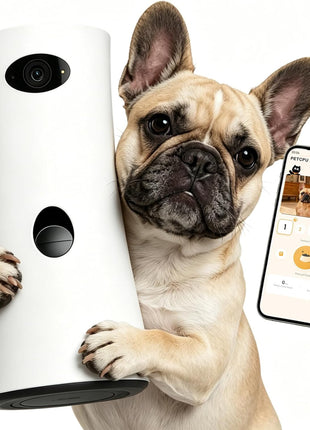 Pet Camera Treat Dispenser, 360° Pet Dog Security Cameras with Phone App, WiFi 5G/2.4G, Two Way Audio, Night Vision, Remote Treat Tossing, Motion Alert for Home Indoor Pet Cat Puppy Monitoring