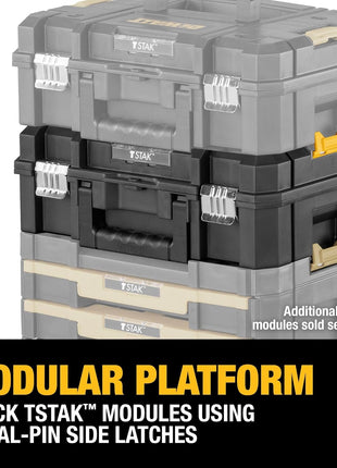 DEWALT TSTAK II Tool Box, Flat Top Tool Storage Case, Organizer Box Holds Up To 66 lbs, Flexible Platforms for Stacking, 13 Inch (DWST17807)