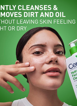 CeraVe Hydrating Facial Cleanser, Moisturizing Face Wash For Dry Skin, Hyaluronic Acid + Ceramides + Glycerin, Hydrating Cleanser For Normal To Dry Skin, National Eczema Association Certified, 16 Oz
