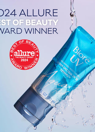 Biore UV Aqua Rich Daily Hydrating Facial Moisturizer with SPF 50 | Oil Free Sunscreen for Sensitive Skin with Hyaluronic Acid, Non-Comedogenic, Dermatologist Tested, 1.7 Oz/3 Pack