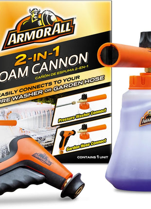 Armor All 2-in-1 Foam Cannon Kit, Car Cleaning Kit Connects to Power Washers and Garden Hoses for Vehicle Cleaning, Includes Foam Cannon, Foam Applicator and Ergonomic Adaptor, 1 count