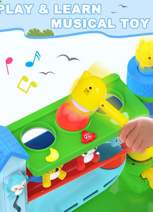 Ussybaby Hammer Toddler Musical Toys, Light-Up Baby Musical Toy for 1-2 Year Old Boys & Girls,STEM Educational Toy with English & Spanish, for Ages 6-9,9-12,12-18,18-24+ Months