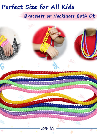 Sensory Chew Necklace for Boys and Girls, 6 Pack Stretch Chewing Necklaces for Kids with Autism ADHD SPD, Oral Motor Aids Baby Chew Toys Reduce Fidgeting for Kids Chewer (6)