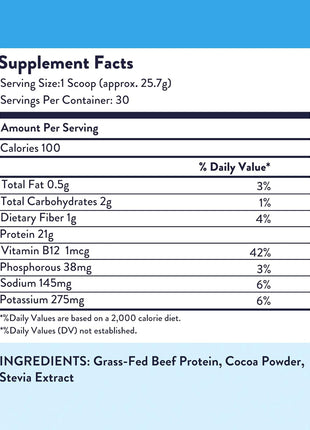 Equip Prime Chocolate Protein Powder - Gut-Friendly, No Sugar Protein Shake Powder with Grass-Fed Beef & Natural Collagen - Rich & Creamy Mix - 21g Per Serving - Whey & Dairy-Free (30 Scoops)