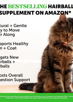 Cat Hairball Support Crunchy & Creamy Chews, Hairball Remedy Treats, Cat Furball Treatment, Supports Skin & Coat, Vitamins for Digestion, Chicken (30-Day Supply)